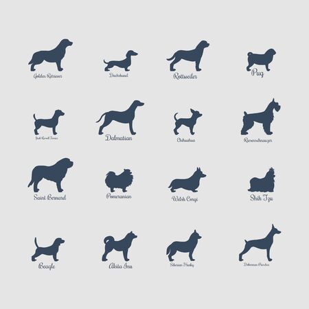 set of dog design vector template silhoutte icon symbolのイラスト素材