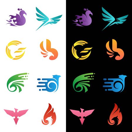 set of abstract bird eagle  design vector templateのイラスト素材