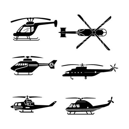 set of helicopter design vector templateのイラスト素材