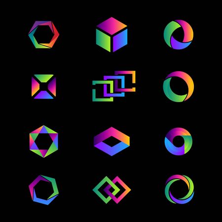 set of abstract geometric shape logo design vectorのイラスト素材