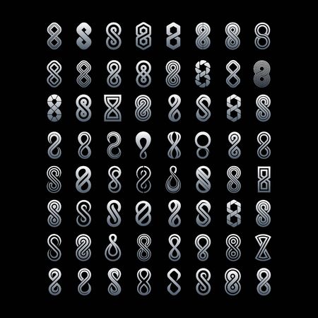 set of infinity icon symbol logo design vectorのイラスト素材