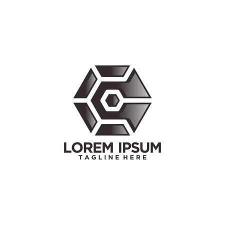 C letter technology hexagon , business logo design vector templateのイラスト素材