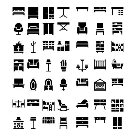 set of business furniture icon symbol design vectorのイラスト素材