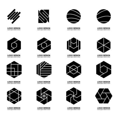 set of abstract business logo design vector template element shape geometricのイラスト素材