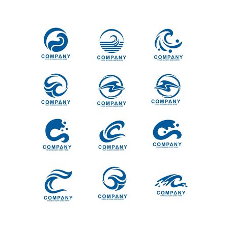 set of abstract business logo design vector template element wave waterのイラスト素材