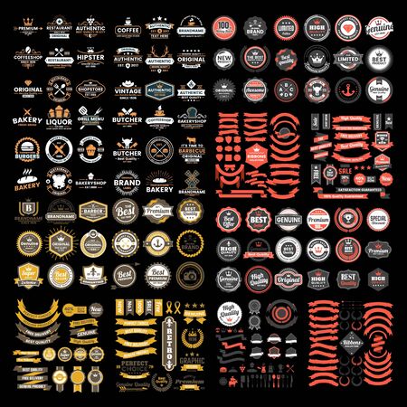 set of premium retro vintage badge business design vector templateのイラスト素材