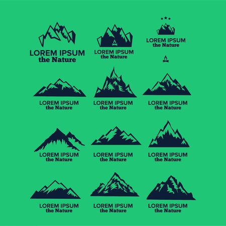 set of adventure mountain business logo design vector templateのイラスト素材