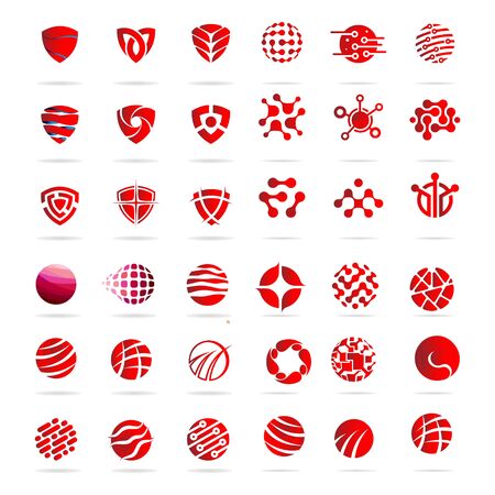 set of globe circle technology design vectorのイラスト素材