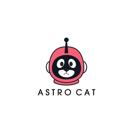 astronout cat business logo design vector template scienceのイラスト素材