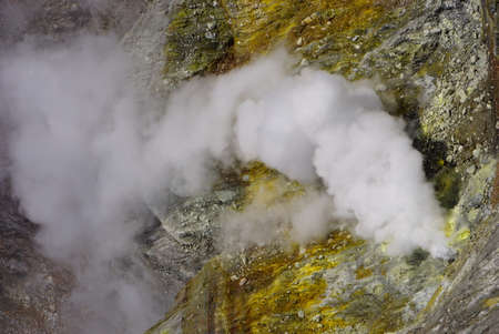 White island is an active volcano in the ocean. It is about 50km from the shore of New Zealand. You can take tour to the island with boat or fly with helicopter.の写真素材