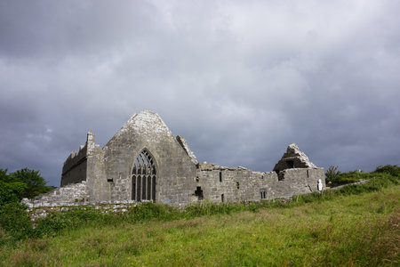 A view of the ruins of St John's Church in Cornwall.の写真素材
