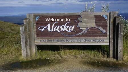 Welcome to Alaska signの写真素材
