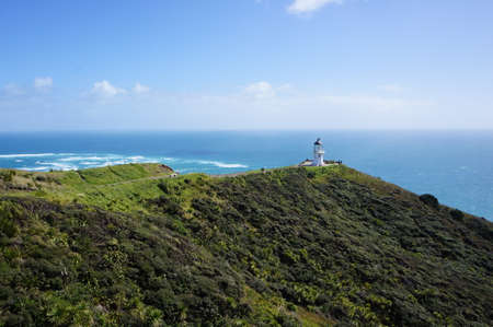 Cape Reinga Lighthouse is a popular tourist destination in the northern point of New Zealandの写真素材