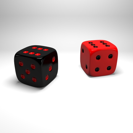 Red and Black Dice. 3D render.の写真素材