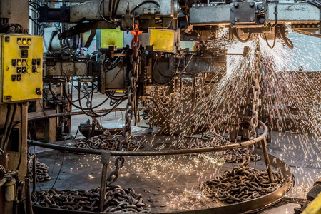 Equipment for manufacturing and welding chainsの写真素材