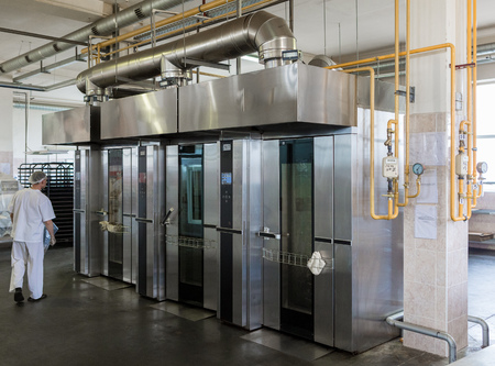 Rack oven in a bakery