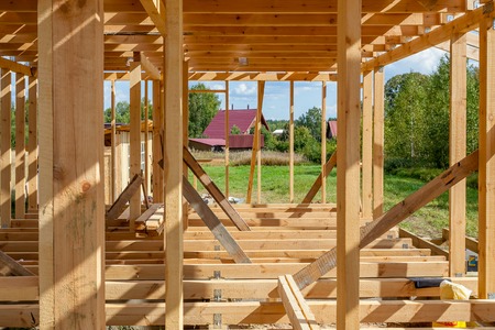 interior frame house in the process of construction village