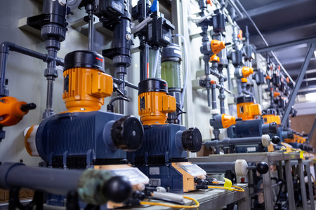 pumps at the water treatment plant in an industrial environment