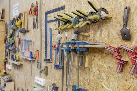 tools in the workplace in the carpenters shop