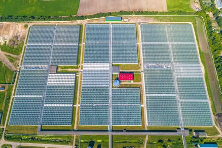 greenhouse complex panorama from the heightの写真素材