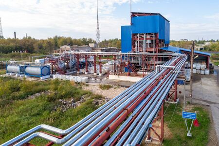 pipeline at a chemical plant photography from a drone