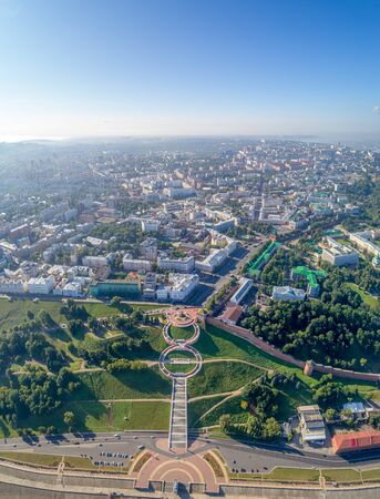 Nizhny Novgorod. Chkalov stairs - Eight. Shooting with the drone, on a Sunny summer dayの写真素材