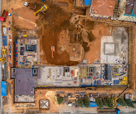 construction of a multi-storey building. Foundation. the view from the top