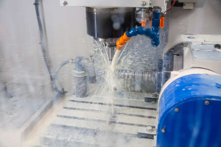 the part to be processed in a liquid-cooled cnc lathe.