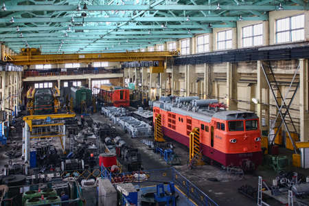 Repair of locomotives, the city of Kamenolomni, Russia, April 20, 2011のeditorial素材