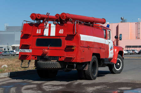Demonstration of fire equipment near the shopping center, Rostov-on-Don, Russia, September 19, 2015のeditorial素材