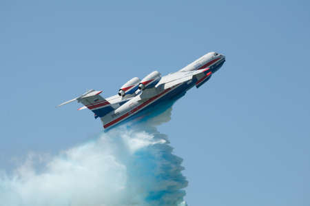 Seaplane Be-200, Taganrog, Russia, May 17, 2014. Aviation plant, demonstration flightsのeditorial素材