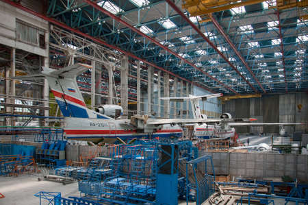 Seaplane Be-200ChC, construction, Taganrog, Russia, May 18, 2013. Aviation plant, These aircraft are...