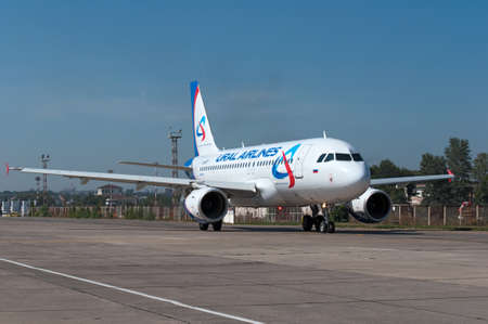 Airplane A319 of the Ural Airlines, Rostov-on-Don, Russia, August 25, 2014のeditorial素材