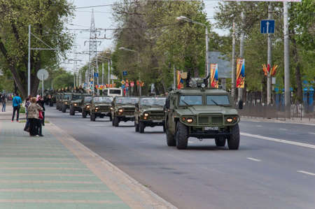 Column of technology, Rostov-on-Don, Russia, May 9, 2014. Return path after the parade.のeditorial素材