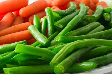 green beans and  carrotsの写真素材