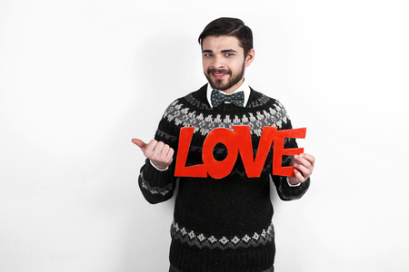valentine romantic man showing his loveの写真素材