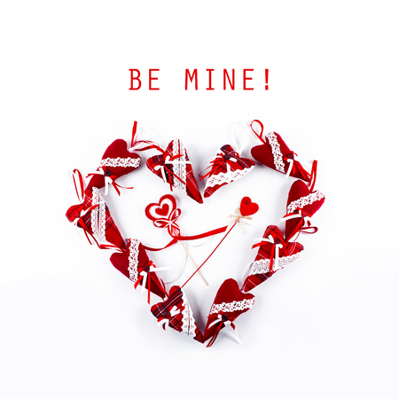 One big red valentine heart isolated on whiteの写真素材