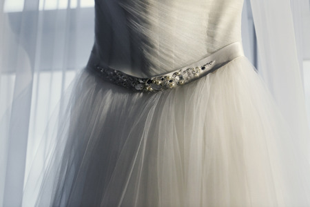 Wedding dress belt decorated with pearls and crystals