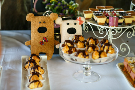 The banquet table with sweetsの写真素材