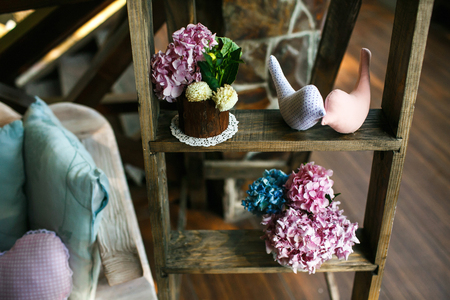 The decorations stairs with vasesの写真素材