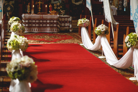 The decorations are on the churchの写真素材