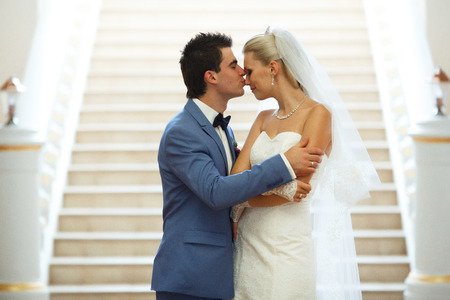 Lovely kiss to the nose in the wedding dayの写真素材