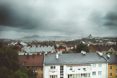 Rain clouds cover the old city