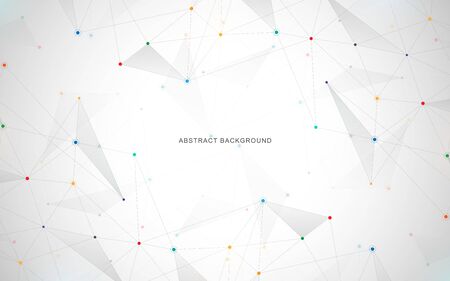 Geometric abstract background with connected dots and lines. Molecular structure and communication. Digital technology background and network connectionのイラスト素材