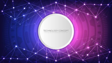 Digital technology background with connecting dots and lines. Abstract technical background of network connection and communicationのイラスト素材