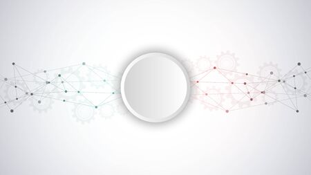 Abstract plexus background with connecting dots and lines. Global network connection, digital technology and communication conceptのイラスト素材