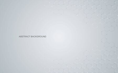 Vector hexagonal background. Digital geometric abstraction with lines and dots. Geometric abstract design.のイラスト素材