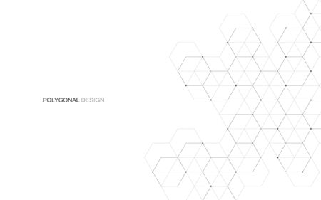 Vector hexagonal background. Digital geometric abstraction with lines and dots. Geometric abstract design.のイラスト素材