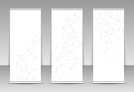 Roll-up banner. Global network connection. Abstract vector background.のイラスト素材