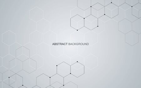 Vector hexagonal background. Digital geometric abstraction with lines and dots. Geometric abstract design.のイラスト素材